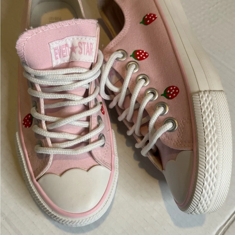 Pink Kids Shoes with White Accents - Picture 2 of 14